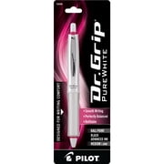 Pilot Dr. Grip PureWhite Ergonomic Retractable Ballpoint Pen, Medium Point, Black Ink, 1 Count