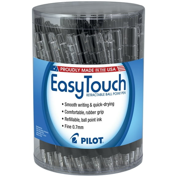 Pilot Easy Touch Retractable Ball Point Pens, Fine Point, Black Ink, 36 Count