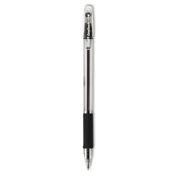 Pilot EasyTouch Ballpoint Pens Fine Pen Point - 0.7 mm Pen Point Size - Refillable - Black Oil Based Ink - Clear Barrel - 12 / Dozen