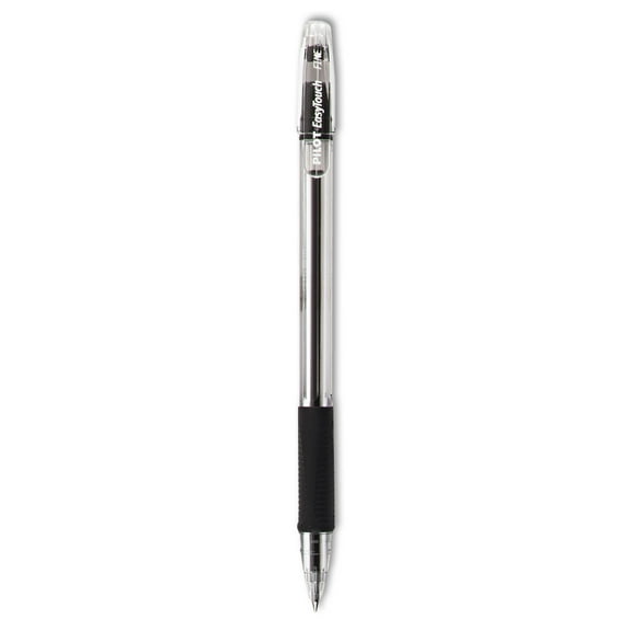 Pilot EasyTouch Ballpoint Pens Fine Pen Point - 0.7 mm Pen Point Size - Refillable - Black Oil Based Ink - Clear Barrel - 12 / Dozen