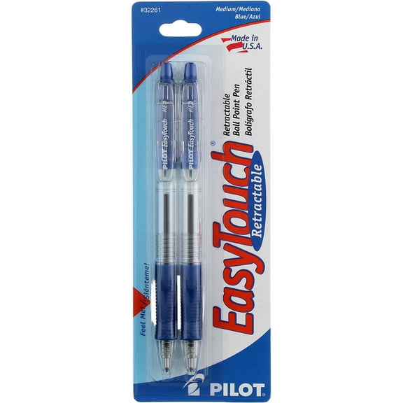 Pilot EasyTouch Medium Retractable Ball Point Pens, Blue 2 ea (Pack of 4)