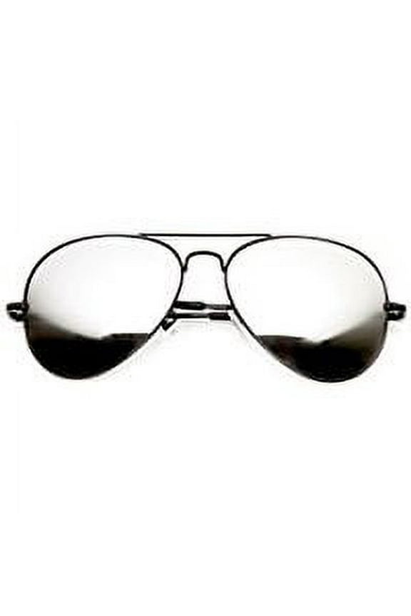 Aviator Sunglasses Black Frame with Mirror Lenses for Men and Women