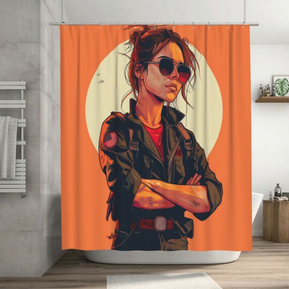 Pilot Female Power Shower Curta inch 72x72 inch For Bathroom, Waterproof Fabric Quick Dry Soft Decoration Set