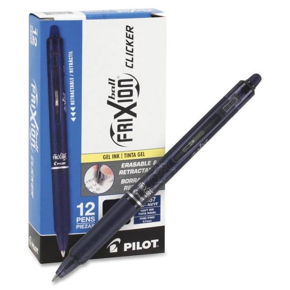 Pilot FriXion .7mm Clicker Erasable Gel Pens Fine Pen Point - 0.7 mm Pen Point Size - Refillable - Retractable - Navy Blue Gel-based Ink - Navy Blue Barrel - 12 / Dozen - image 1 of 5
