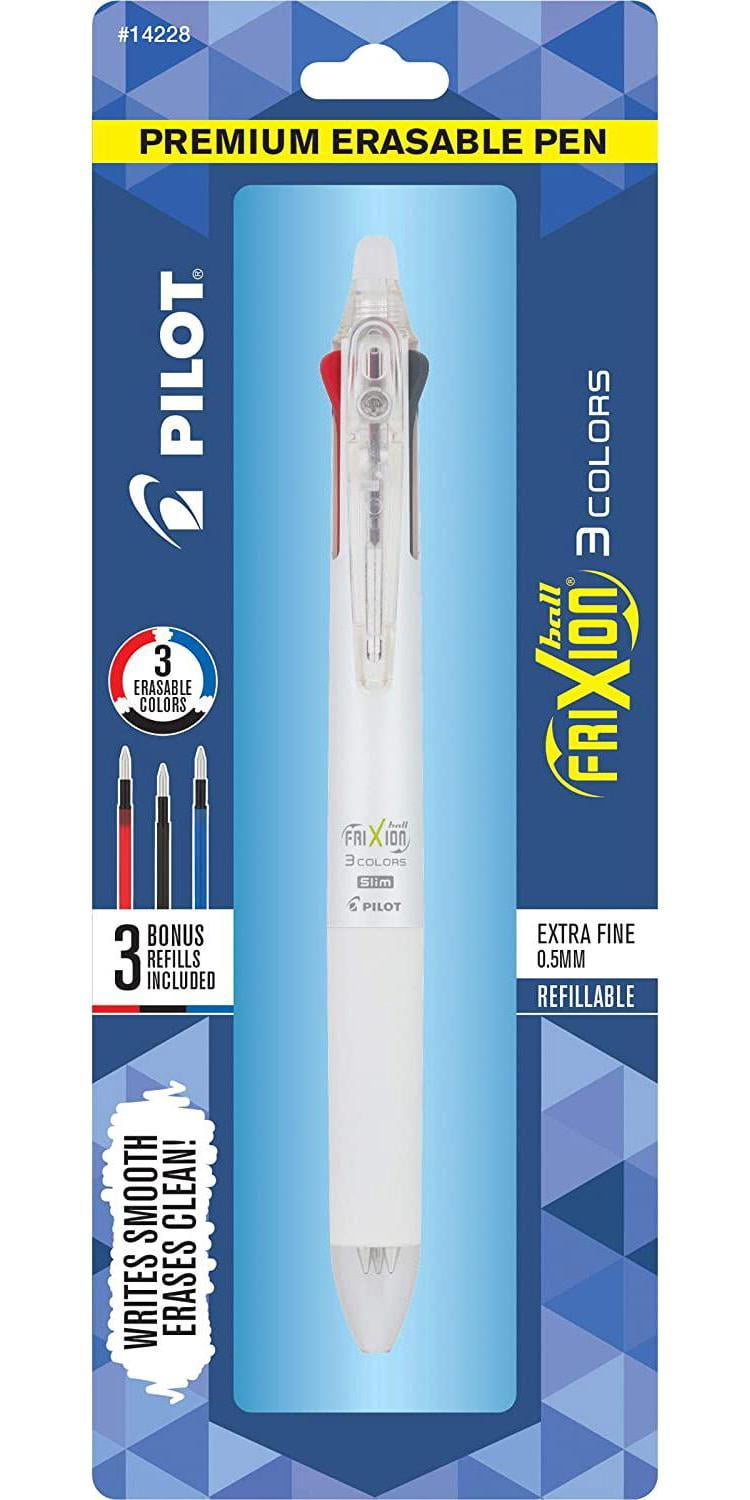 Pilot FriXion Ball 3 Multi-Function Erasable Gel Pen, Fine Point,  Black/Blue/Red Inks, White Barrel, Single Pen (14228) 