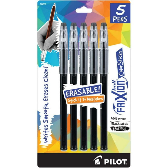 Pilot FriXion Ball Color Sticks Erasable Gel Pens 5/Pkg-Black