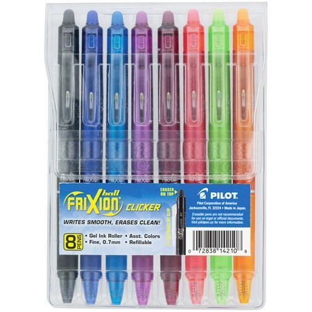 Pilot FriXion Ball Erasable Gel Ink Pens, Fine Point (0.7mm), Assorted Ink, 8 Count