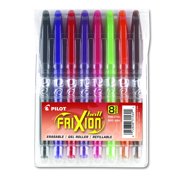 Pilot FriXion Erasable Gel Ink Stick Pens, Fine Point, Assorted Colors, 8 Count