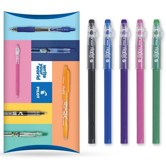 Pilot FriXion Ball Stick 07- 0.7mm Nib Tip - Erasable Gel Ink Pens - Teacher's Wallet of 5