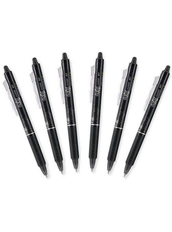 Pilot FriXion Clicker 0.7mm, Erasable Gel Pens, Fine Point, Black Ink, Pack Of 6