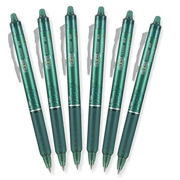 Pilot FriXion Clicker Retractable Erasable Gel Pens, Fine Point, 6 Pack (Green)