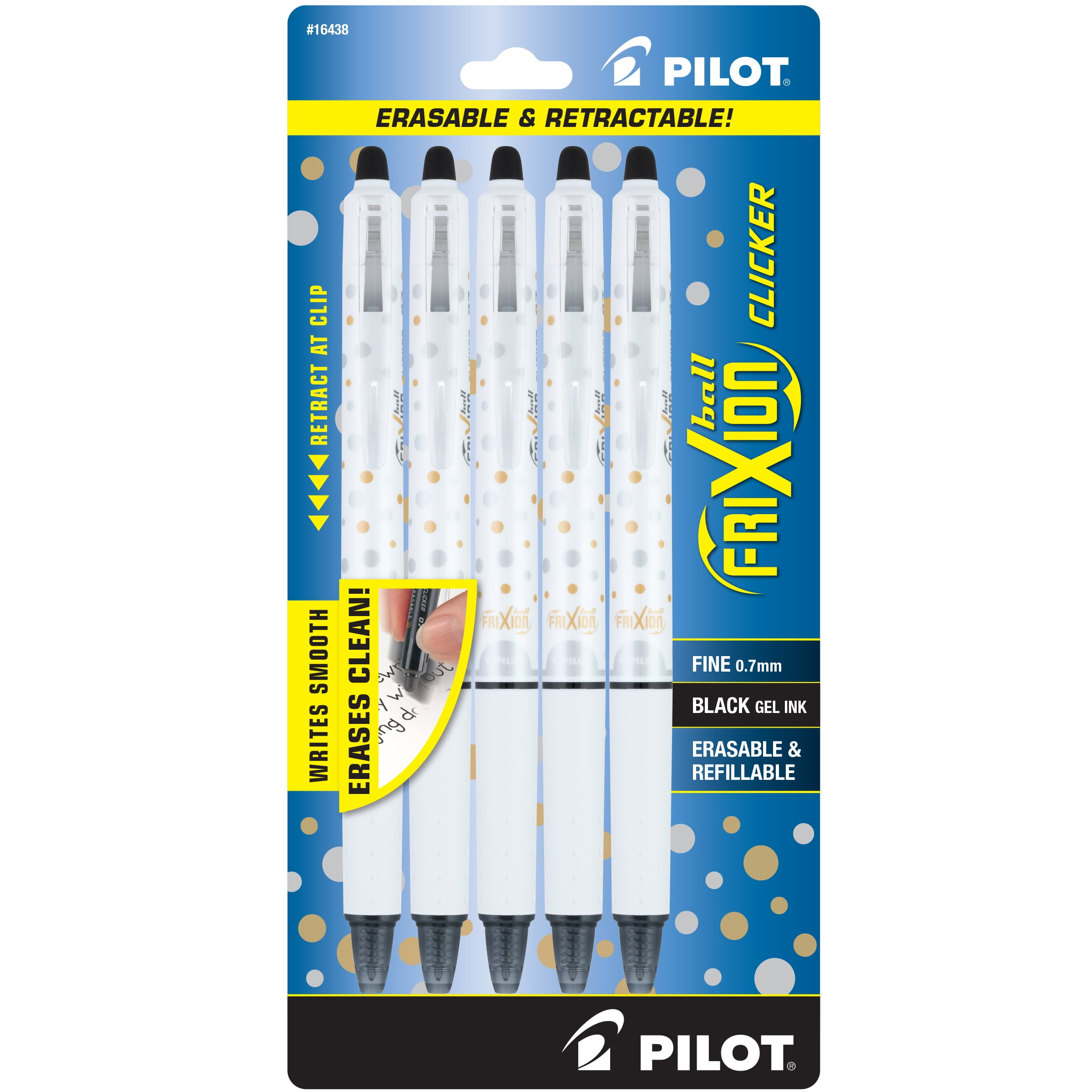  Pilot FriXion Clicker Retractable Gel Ink Pens, Eraseable, Fine  Point 0.7mm, Navy Blue Ink, Pack of 3 with Bundle Packs of Refills : Office  Products