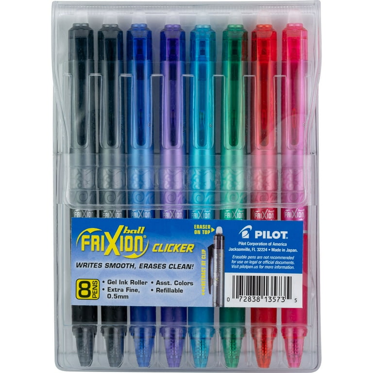 Pilot FriXion Clicker Erasable Gel Ink Retractable Pen Assorted Ink .5mm  7/Pack 32509