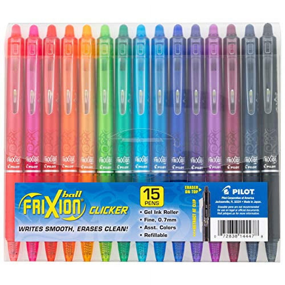 Lineon Y7ZRRRP Erasable Gel Pens, 15 Pack Retractable Erasable Pens  Clicker, Fine Point, Make Mistakes Disappear, 8 Black 7 Blue Inks for