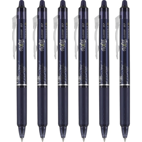 Pilot FriXion Clicker Erasable Gel Pens Fine Point Navy 6 Count