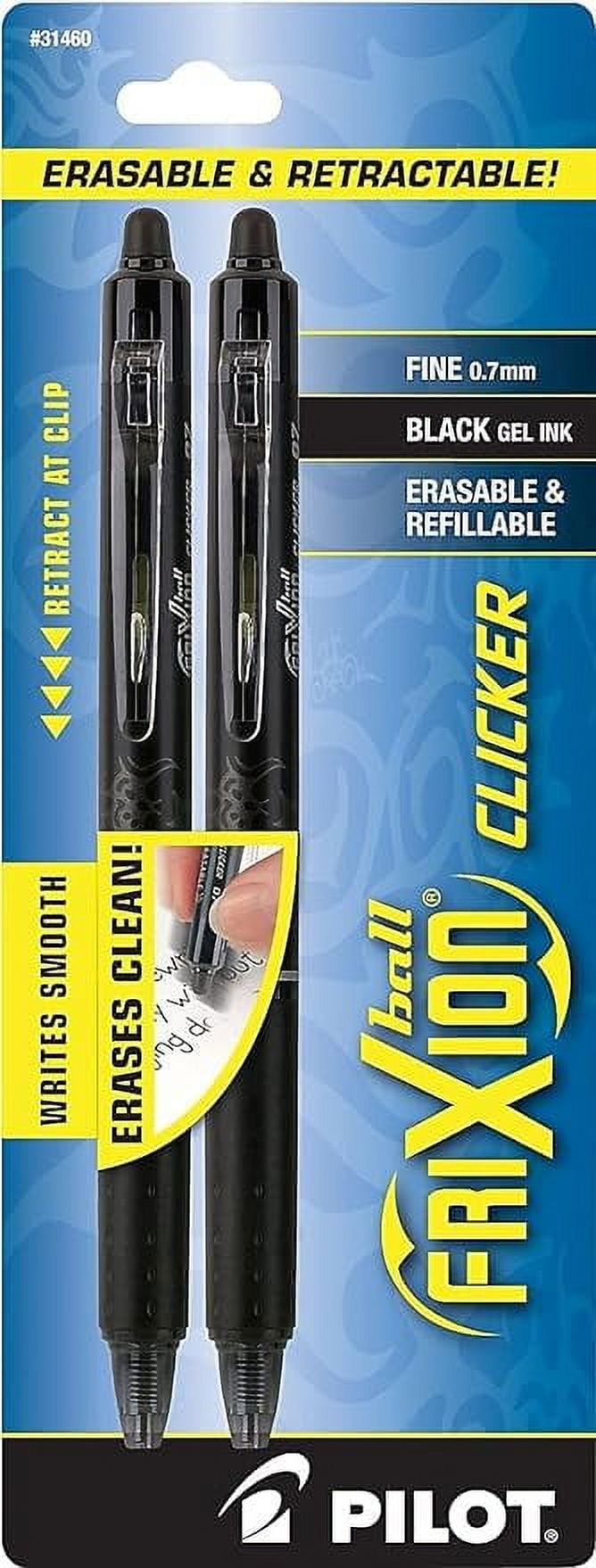 Pilot FriXion Clicker Erasable and Retractable Gel Ink Pens, Fine Point 0.7 mm, Black Ink, 2 Ea, 6 Pack