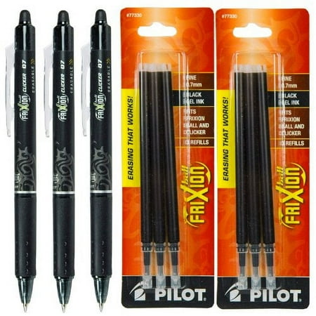 Pilot FriXion Clicker Retractable Gel Ink Pens, Eraseable, Fine Point 0.7 mm, Black Ink (314505P)
