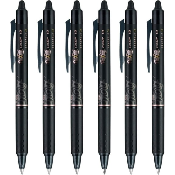 Pilot FriXion Clicker pen 1.0mm, Erasable Gel Pens, Bold Point, 6 pack (Black)