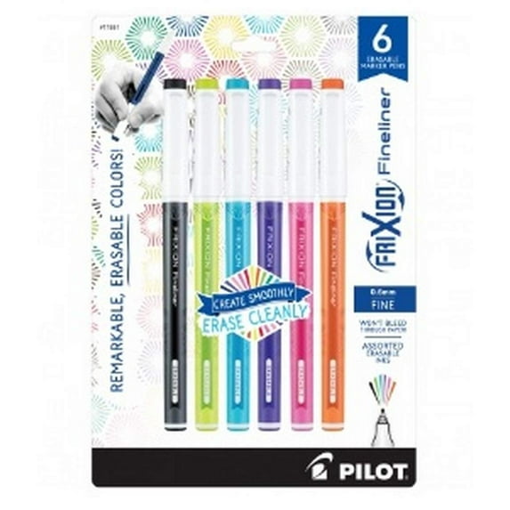 Pilot FriXion Fineliner Erasable Marker Pen, Fine Point, 0.6mm, Assorted Fashion Colors, Pack of 6