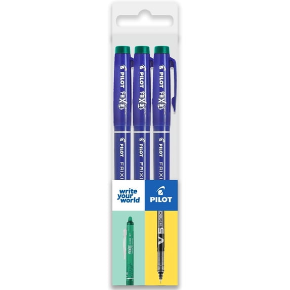 Pilot FriXion Fineliner - Fine Line Erasable Marker Pens - 1.3mm - Green Ink - Wallet of 3