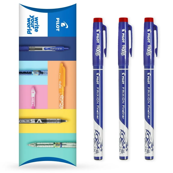Pilot FriXion Fineliner - Fine Line Erasable Marker Pens - 1.3mm - Red Ink - Wallet of 3