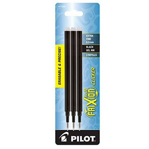 Pilot FriXion Gel Ink Pen Refill, 3-Pack for Erasable Pens, Extra Fine Point, Black Ink (77350)