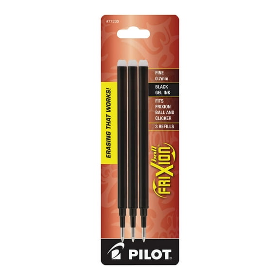 Pilot FriXion Gel Ink Pen Refills 0.70 mm, Fine Point - Black Ink - Erasable - 3 / Pack
