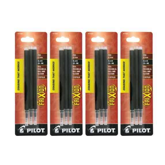 Pilot FriXion Gel Ink Pen Refills 0.70 mm, Fine Point - Black Ink - Erasable Pack of 04