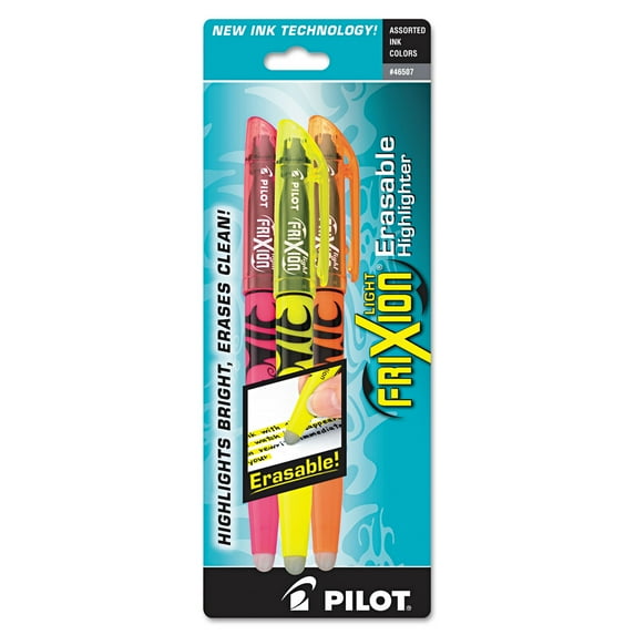 Pilot FriXion Light Erasable Highlighters, Chisel Tip, Assorted Ink, 3 Count