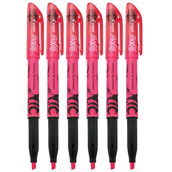 Pilot FriXion Light Erasable Highlighters, Chisel Tip, Pink Ink, 6 Count