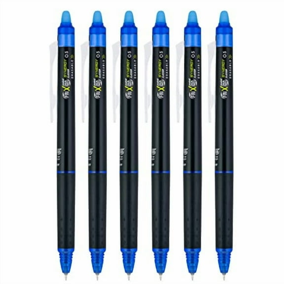 Pilot FriXion Synergy Clicker Retractable & Erasable Gel Ink Pens, 0.5mm Extra Fine Point, Blue Ink, 6-pack