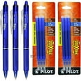 thumbnail image 1 of Pilot FriXion Clicker Retractable Gel Ink Pens, Eraseable, Fine Point 0.7mm, Blue Ink, Pack of 3 with Bundle 2 Packs of Refills, 1 of 3