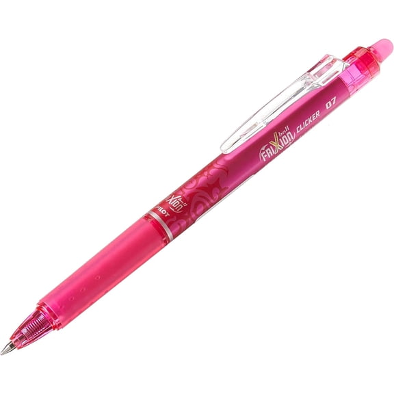 Pilot Frixion Clicker Retractable Erasable Rollerball 0.7 mm Tip - Pink, Box of 12 Count