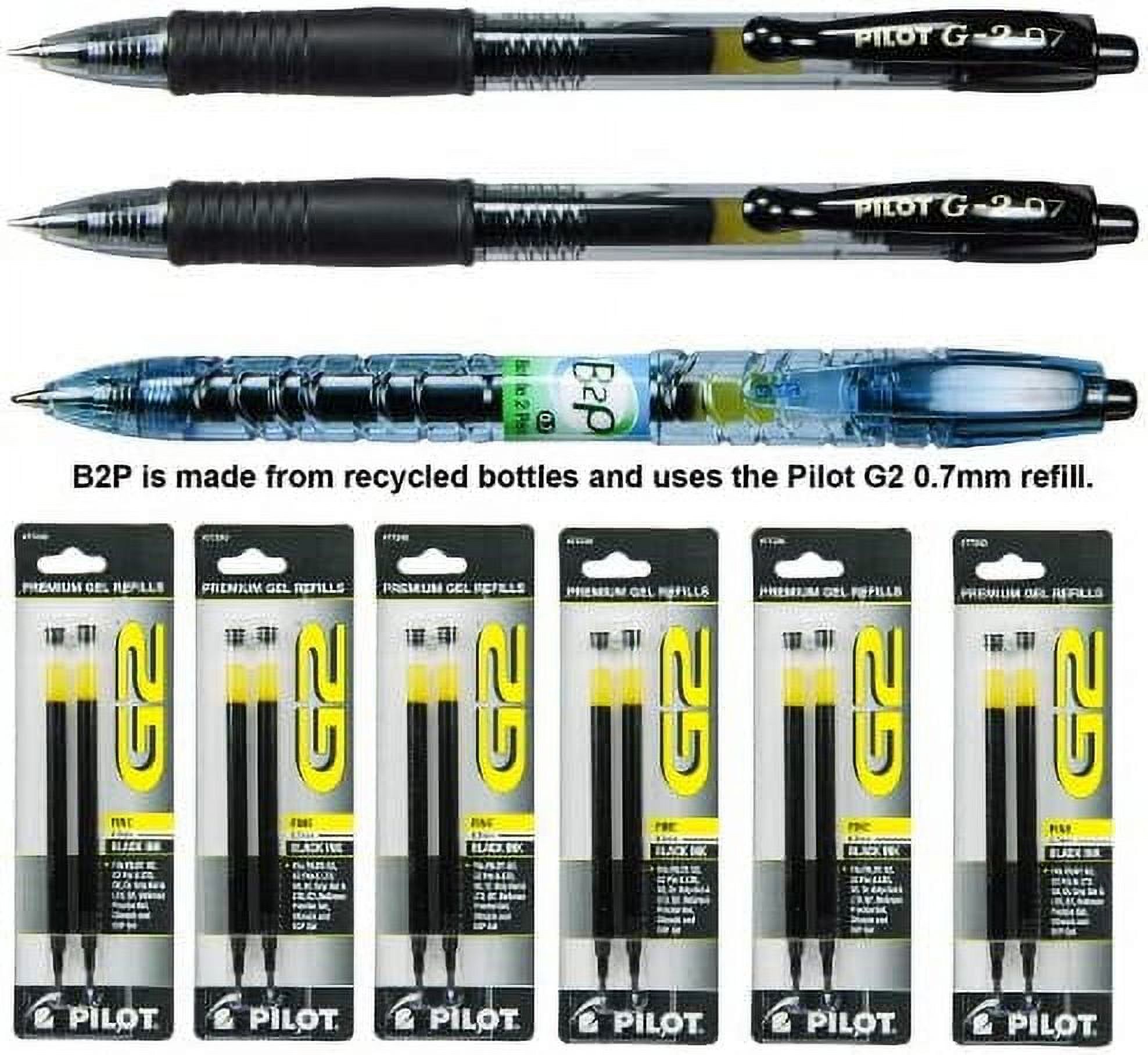 Pilot G2 07 Pen with Refills, 0.7mm Black Gel Ink, 9 Piece Assortment