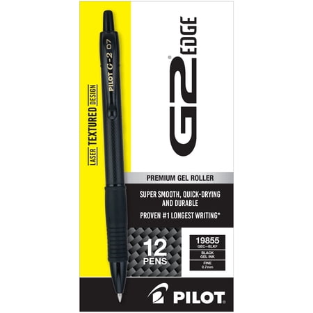 Pilot G2 Edge Premium Retractable Gel Ink Rolling Ball Pens, Fine Point, Black Ink, 12 Count