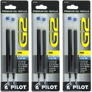 Pilot G2 Gel Ink Pen Refills, Fine Point, 0.7 mm, Blue Ink, 6 Count, 3 Pack