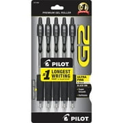 Pilot G2 Premium Retractable Gel Ink Pens, Ultra Fine Point, 0.38 mm, Black Ink, 5 Pack