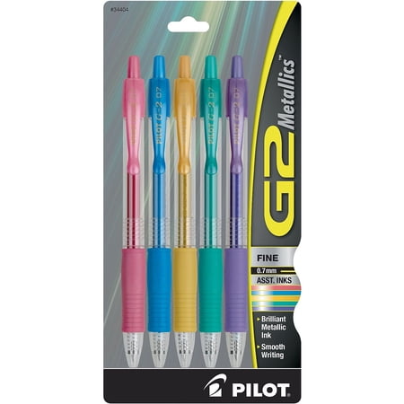 Pilot G2 Gel Pens - Metallic Colors, 0.7 mm, Fine, 5 Count