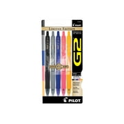 Pilot G2 Limited Edition Refillable, Retractable Gel Pens, Fine Point, Assorted Ink, 5 Count