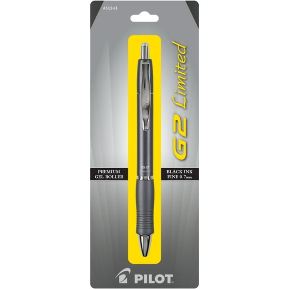 Pilot G2 Limited Premium Gel Ink Pen, Fine Pt, Red Barrel, Black Ink, 1 Count
