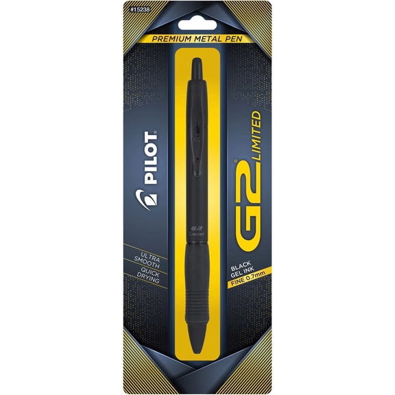 Pilot G2 Limited Matte Black Premium Retractable Gel Ink Pen, Fine Point, Black Ink, 1 Count