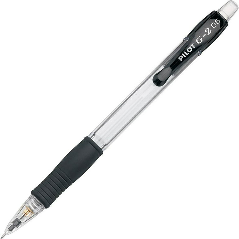 Pilot G-2 Mechanical Pencil, 0.5mm, Clear W-Black Accents, Dozen