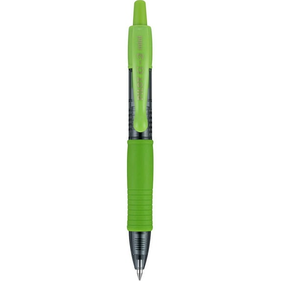 Pilot G2 Mini Premium Rolling Ball Gel Pens, Fine Point, 0.7 mm, Retractable, Refillable, Lime, Single Pen