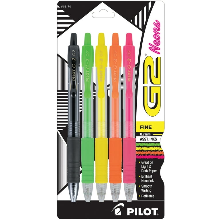 Pilot G2 Gel Pen - 0.7 mm - 5 Neon Color Set