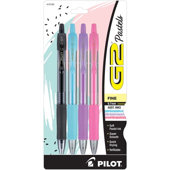 Pilot G2 Retractable Gel Ink Roller 4/Pkg-Fine Point Assorted Colors