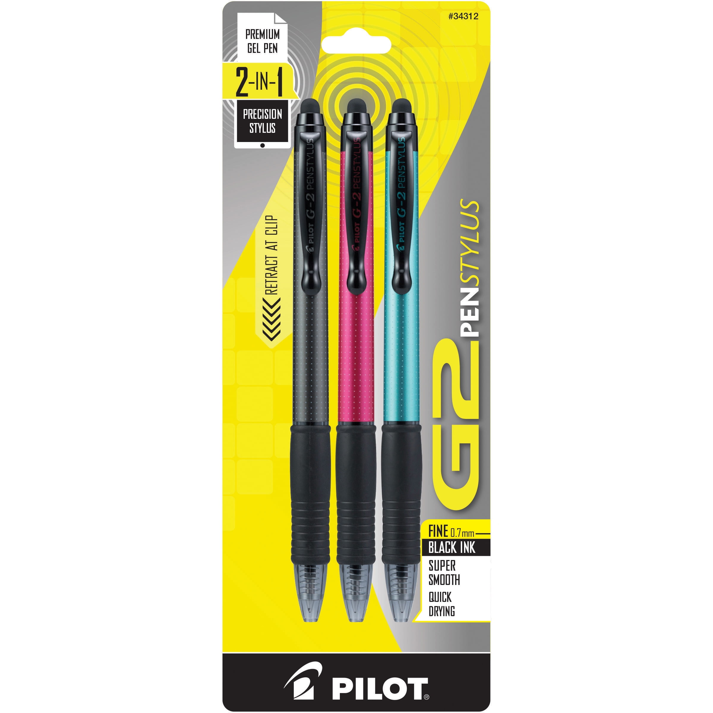 Pilot G2 Pens Retractable Astd Colors 4pk