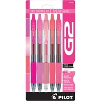 Pilot G2 Pink Premium Retractable Gel Pens, Fine Point, 0.7 mm, Assorted Colors, 5 Count