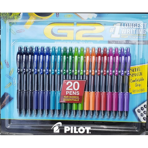 Pilot G2 Premium Gel 0.7mm Fine Point Roller Pen Assortment, 20 Count