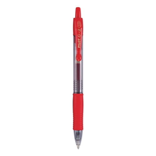 Pilot G2 Premium Gel Pen, Retractable, Bold 1 mm, Red Ink, Smoke/Red Barrel, Dozen, Each