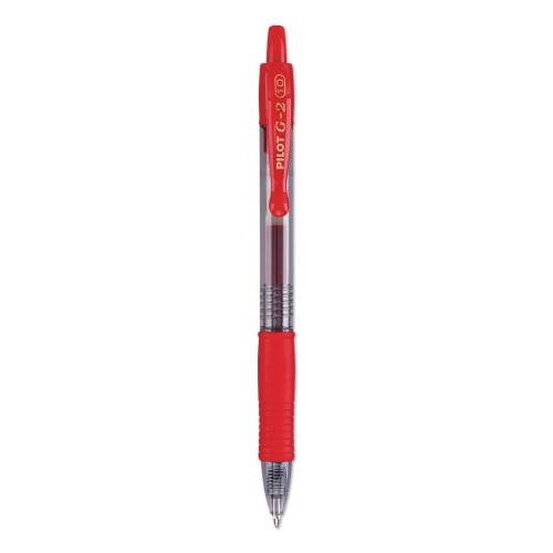Pilot G2 Premium Gel Pen, Retractable, Bold 1 mm, Red Ink, Smoke/Red Barrel, Dozen, Each
